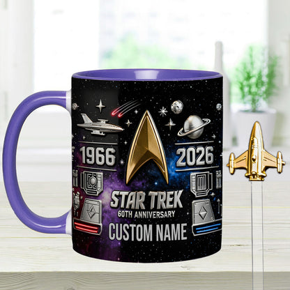 Final Frontier 60th Anniversary - Personalized Star Fleet Set Accent Mug with Acrylic Stirrers