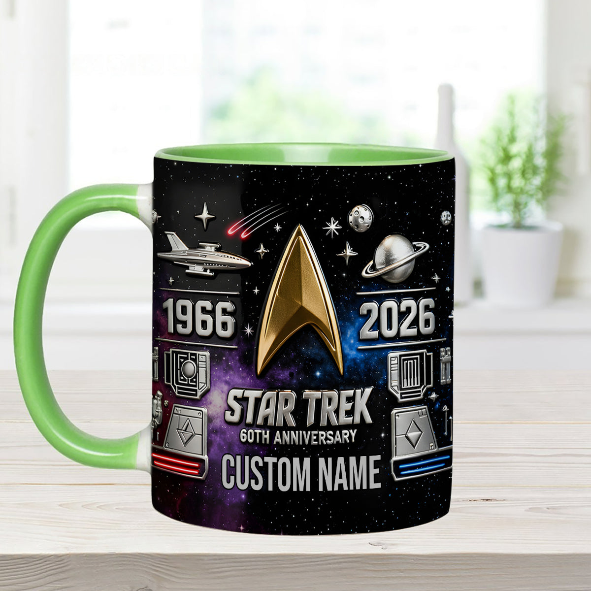 Final Frontier 60th Anniversary - Personalized Star Fleet Set Accent Mug with Acrylic Stirrers