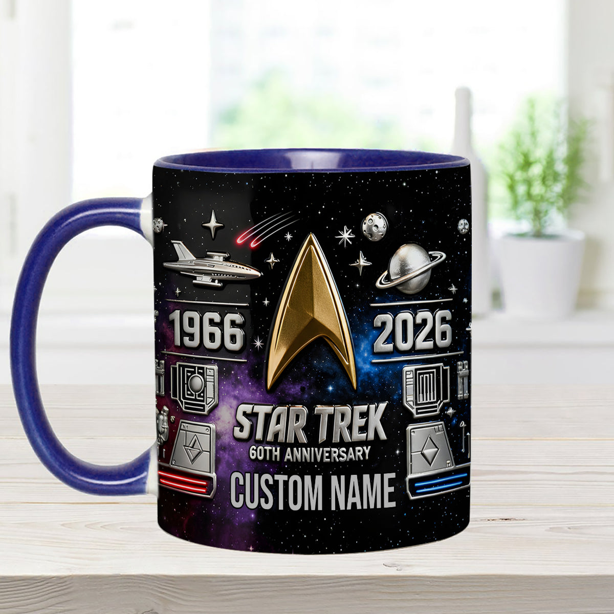 Final Frontier 60th Anniversary - Personalized Star Fleet Set Accent Mug with Acrylic Stirrers