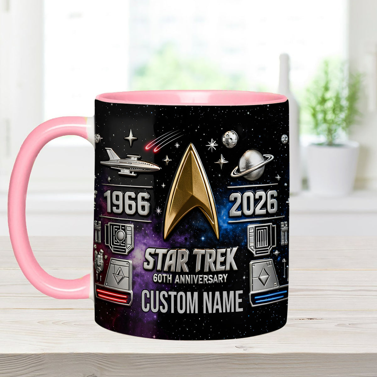 Final Frontier 60th Anniversary - Personalized Star Fleet Set Accent Mug with Acrylic Stirrers