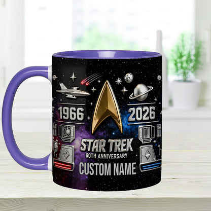 Final Frontier 60th Anniversary - Personalized Star Fleet Set Accent Mug with Acrylic Stirrers