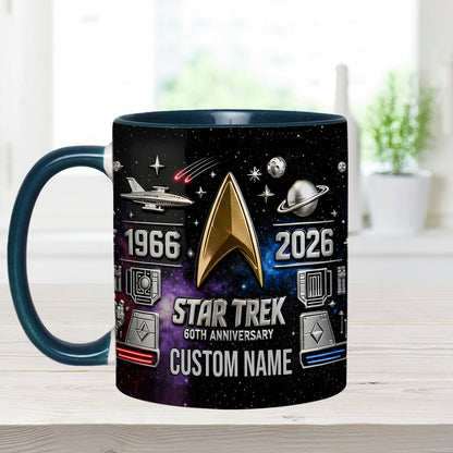 Final Frontier 60th Anniversary - Personalized Star Fleet Set Accent Mug with Acrylic Stirrers