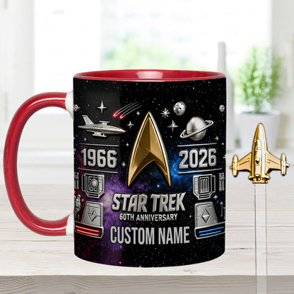 Final Frontier 60th Anniversary - Personalized Star Fleet Set Accent Mug with Acrylic Stirrers