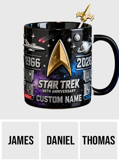 Final Frontier 60th Anniversary - Personalized Star Fleet Set Accent Mug with Acrylic Stirrers