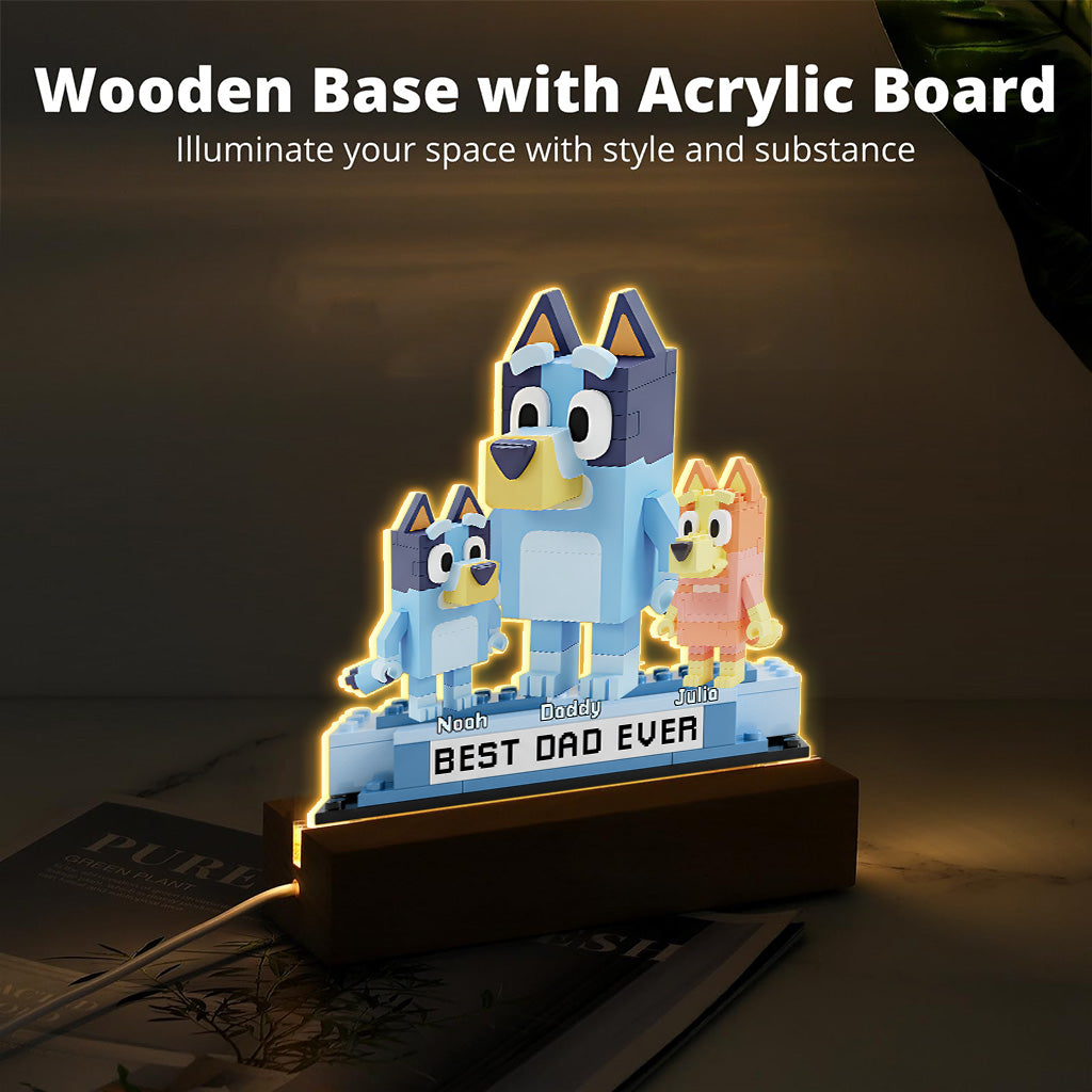 Best Dad Ever - Personalized Blue Dog Custom Shaped Acrylic Plaque