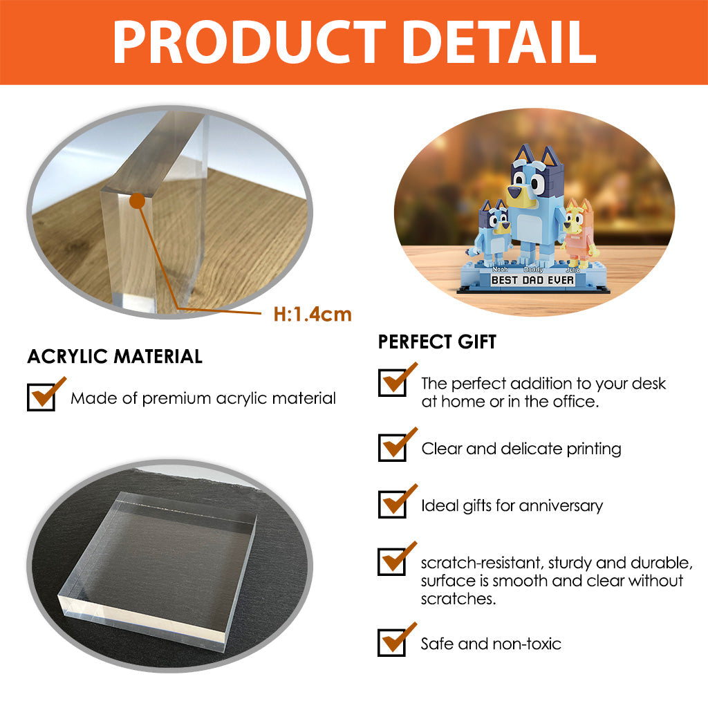 Best Dad Ever - Personalized Blue Dog Custom Shaped Acrylic Plaque