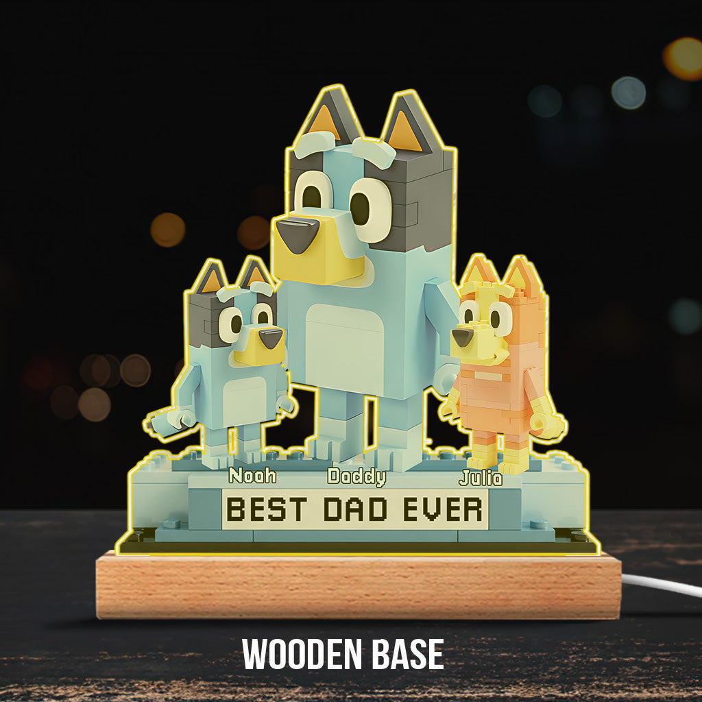 Best Dad Ever - Personalized Blue Dog Custom Shaped Acrylic Plaque