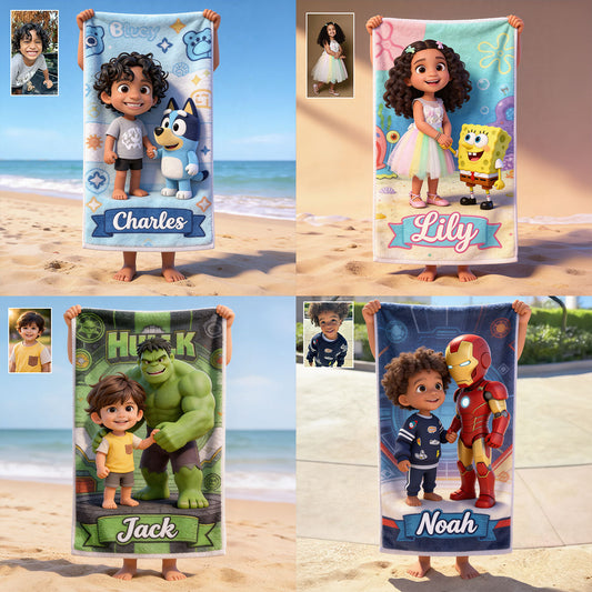Custom Any Character - Personalized Kid Quick-dry Beach Towel/ Bath Towel