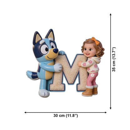 Best Friends - Personalized Blue Dog Changeable Leather Patch Backpack