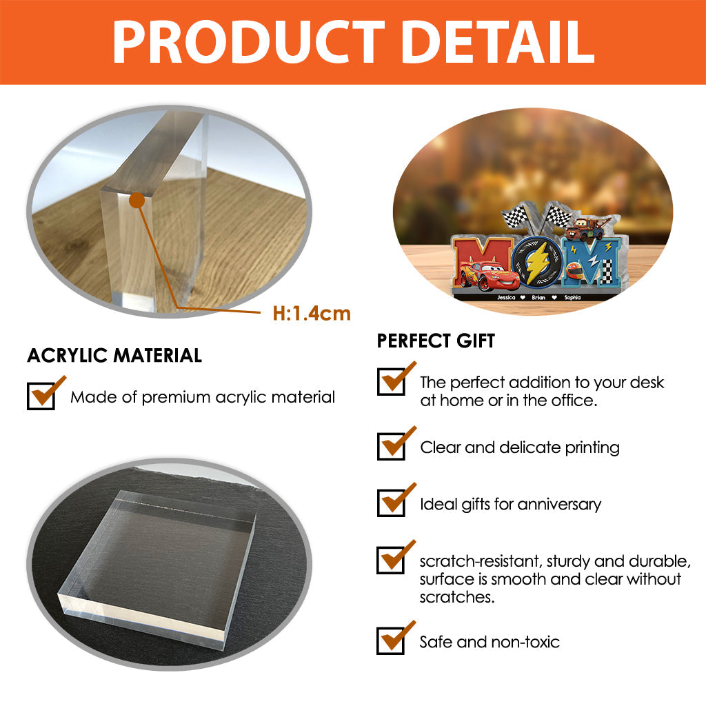 Mom Cars - Personalized Cars Custom Shaped Acrylic Plaque