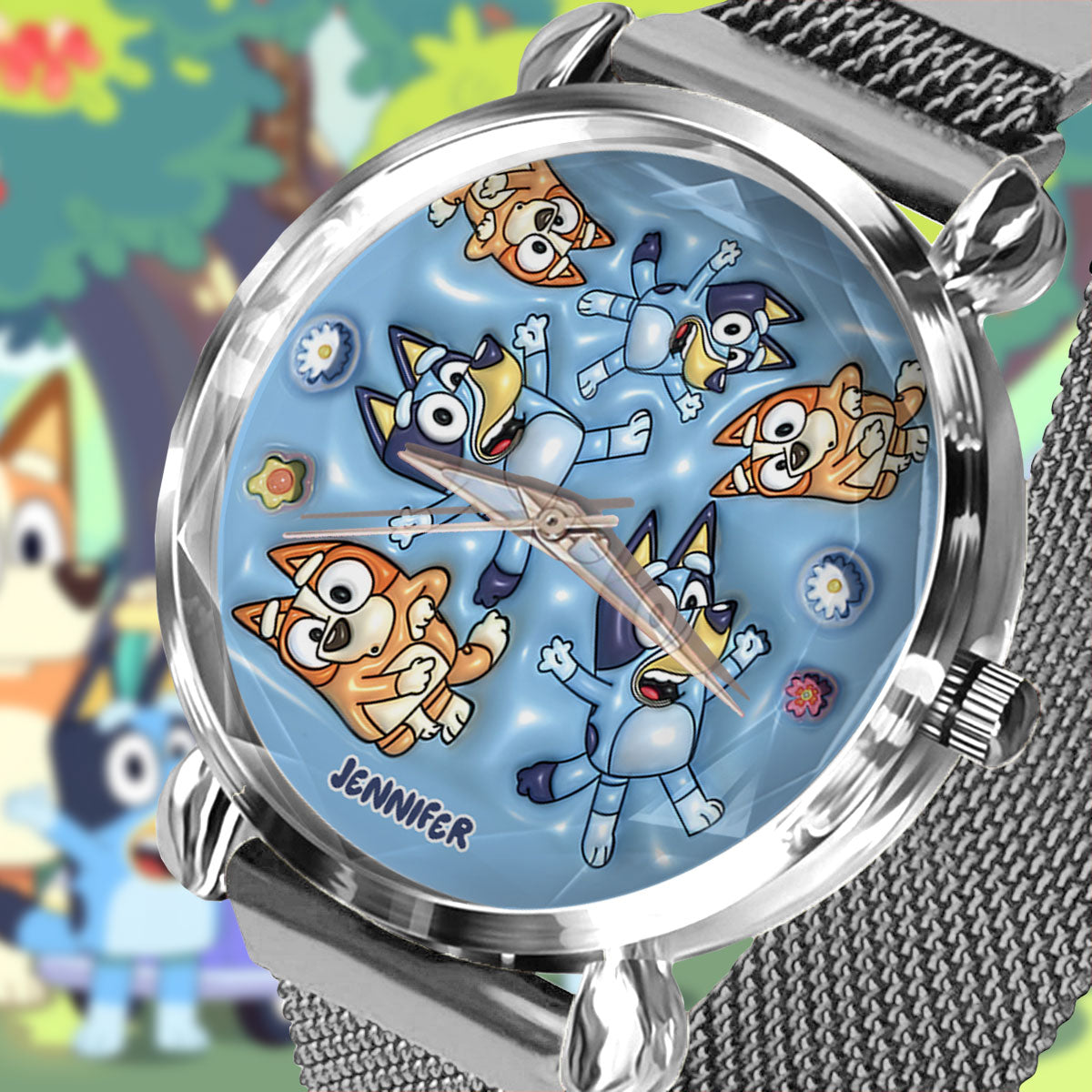 Adorable Blue Canine Character Item - Personalized Blue Dog Women Hand Watch