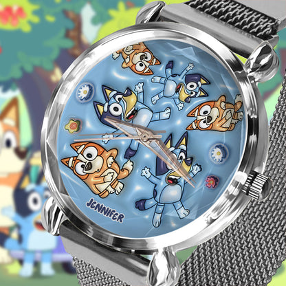 Adorable Blue Canine Character Item - Personalized Blue Dog Women Hand Watch