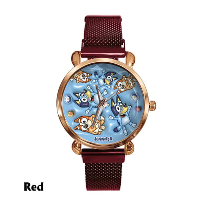 Adorable Blue Canine Character Item - Personalized Blue Dog Women Hand Watch
