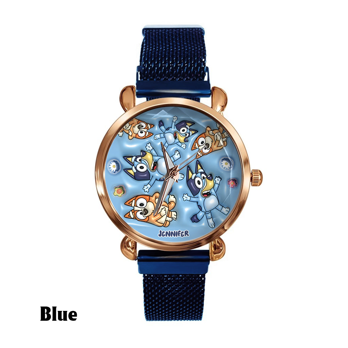 Adorable Blue Canine Character Item - Personalized Blue Dog Women Hand Watch