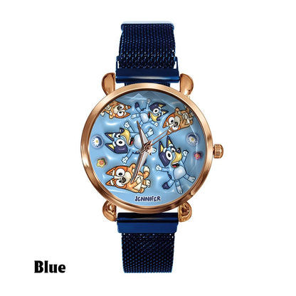 Adorable Blue Canine Character Item - Personalized Blue Dog Women Hand Watch