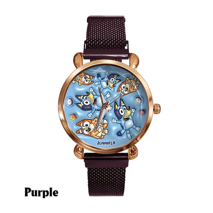 Adorable Blue Canine Character Item - Personalized Blue Dog Women Hand Watch