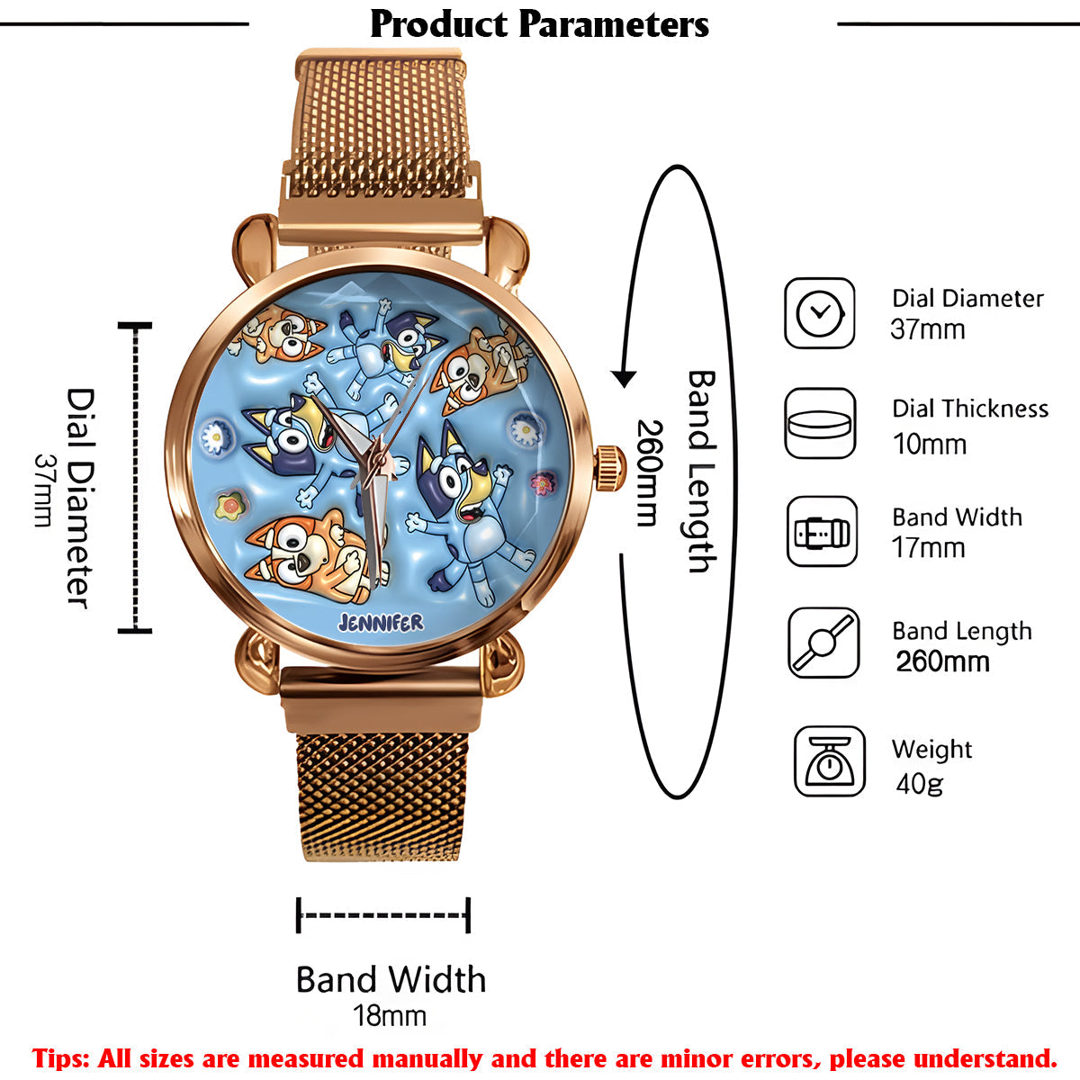 Adorable Blue Canine Character Item - Personalized Blue Dog Women Hand Watch