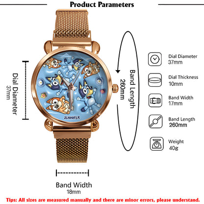 Adorable Blue Canine Character Item - Personalized Blue Dog Women Hand Watch