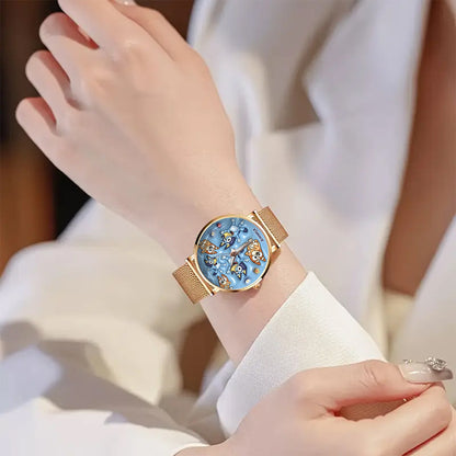 Adorable Blue Canine Character Item - Personalized Blue Dog Women Hand Watch