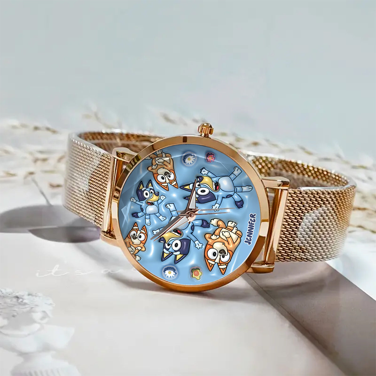 Adorable Blue Canine Character Item - Personalized Blue Dog Women Hand Watch