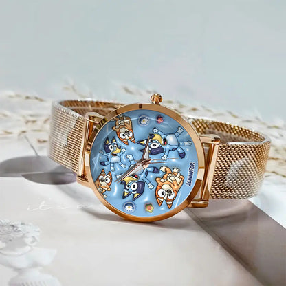 Adorable Blue Canine Character Item - Personalized Blue Dog Women Hand Watch