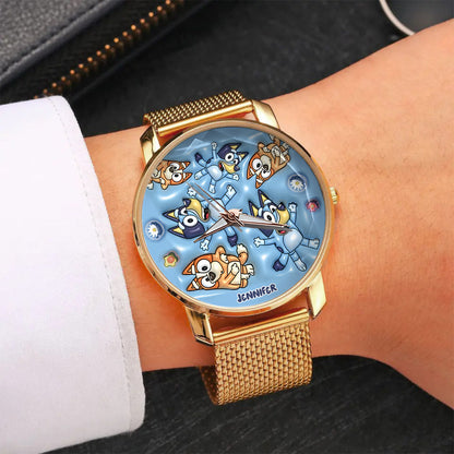Adorable Blue Canine Character Item - Personalized Blue Dog Women Hand Watch