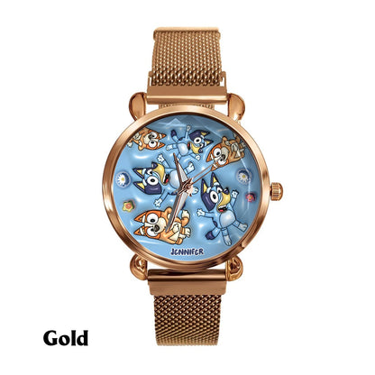 Adorable Blue Canine Character Item - Personalized Blue Dog Women Hand Watch