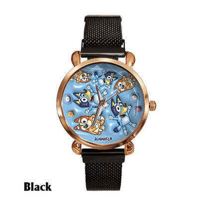 Adorable Blue Canine Character Item - Personalized Blue Dog Women Hand Watch