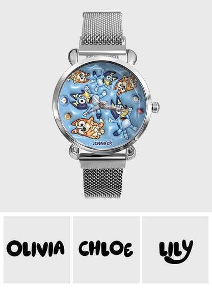 Adorable Blue Canine Character Item - Personalized Blue Dog Women Hand Watch