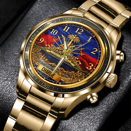 Haiti Coat Of Arms - Personalized Expats Hand Watch