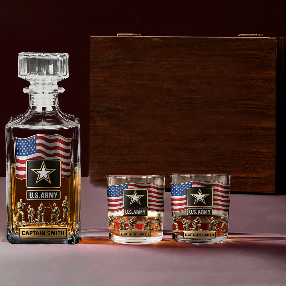 The Strongest Soldier - Personalized Veteran Whiskey Decanter Set