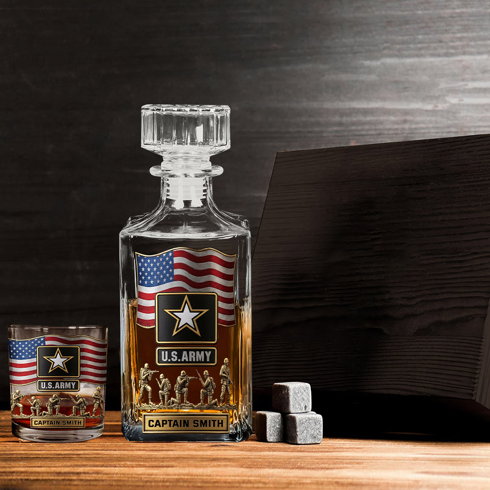 The Strongest Soldier - Personalized Veteran Whiskey Decanter Set