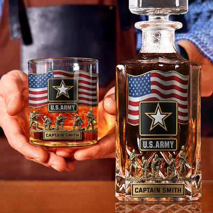 The Strongest Soldier - Personalized Veteran Whiskey Decanter Set