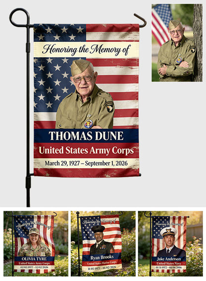 Military Memorial - Personalized Veteran Garden Flag