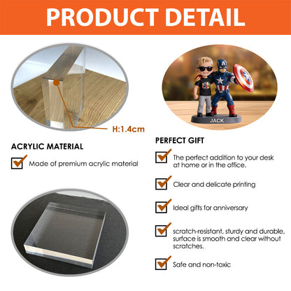 The Brave Captain - Personalized Superhero Custom Shaped Acrylic Plaque