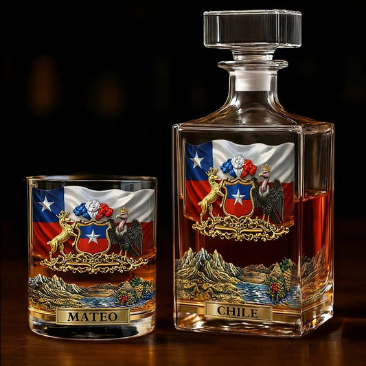 Proud Chile - Personalized Expats Whiskey Decanter Set