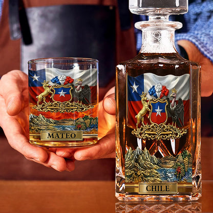 Proud Chile - Personalized Expats Whiskey Decanter Set