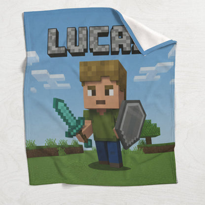 Custom Photo Role-Playing Game - Personalized Block World Blanket
