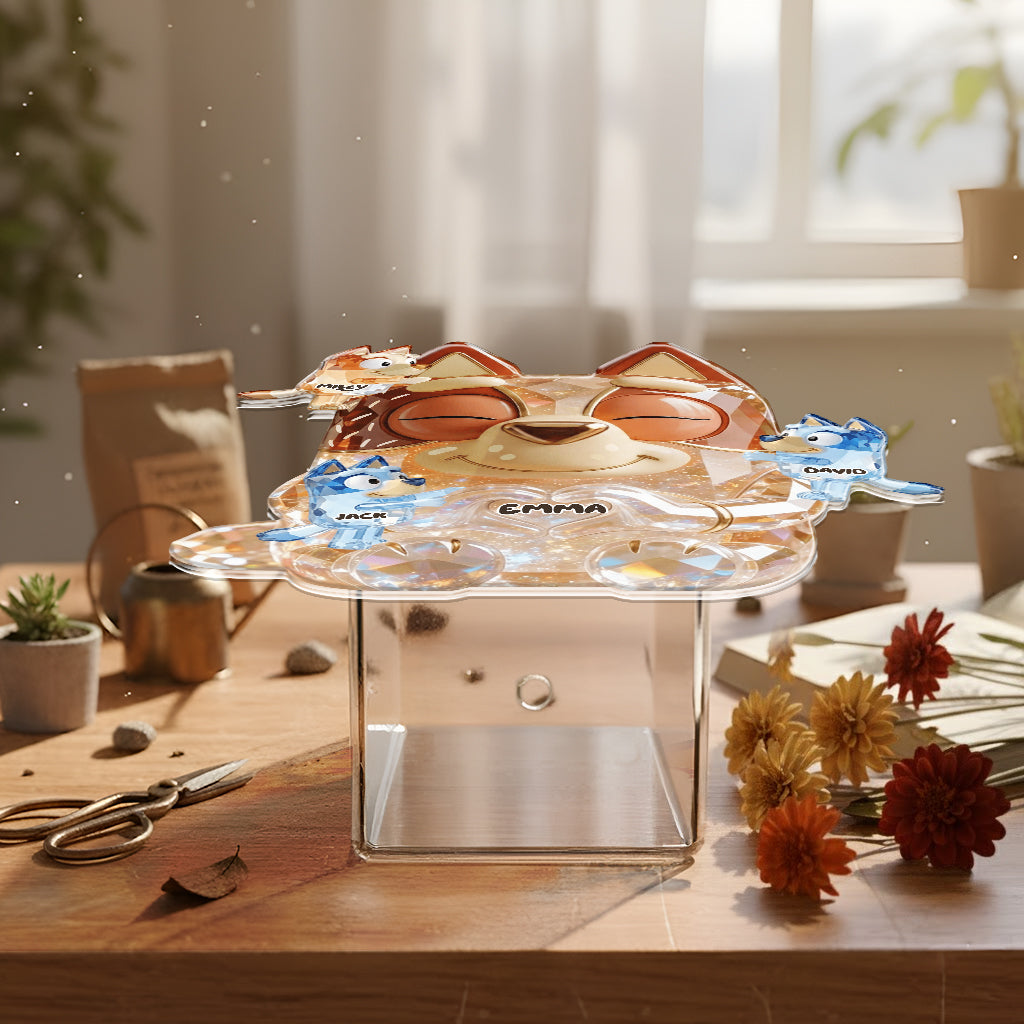 Cute Sparkling Dog Mom - Personalized Blue Dog Acrylic Pot