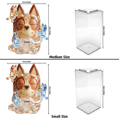 Cute Sparkling Dog Mom - Personalized Blue Dog Acrylic Pot