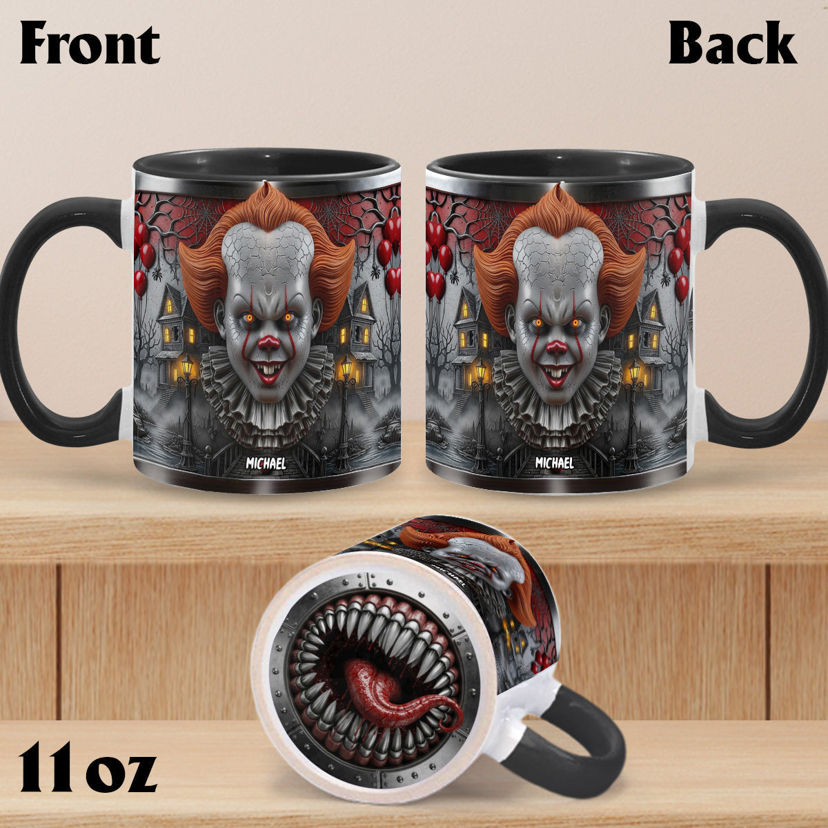 Scary Clown - Personalized Bottom Printed Accent Mug