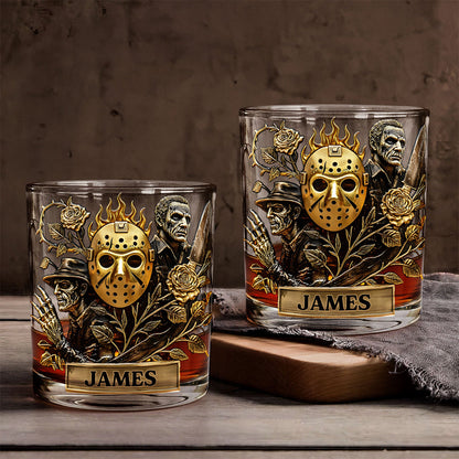 Horror Movies & Whiskey - Personalized Horror Character Whiskey Glass