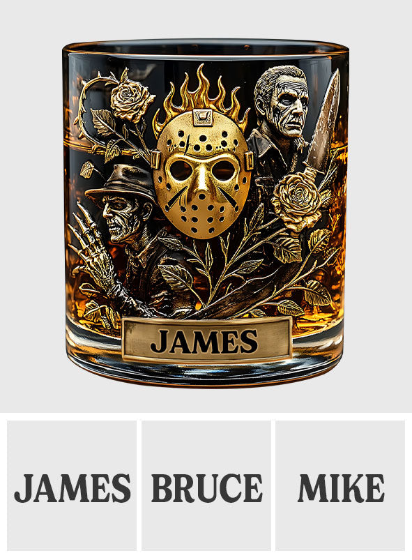 Horror Movies & Whiskey - Personalized Horror Character Whiskey Glass