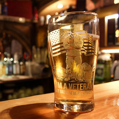 Patriotic Veteran - Personalized Veteran Beer Pint