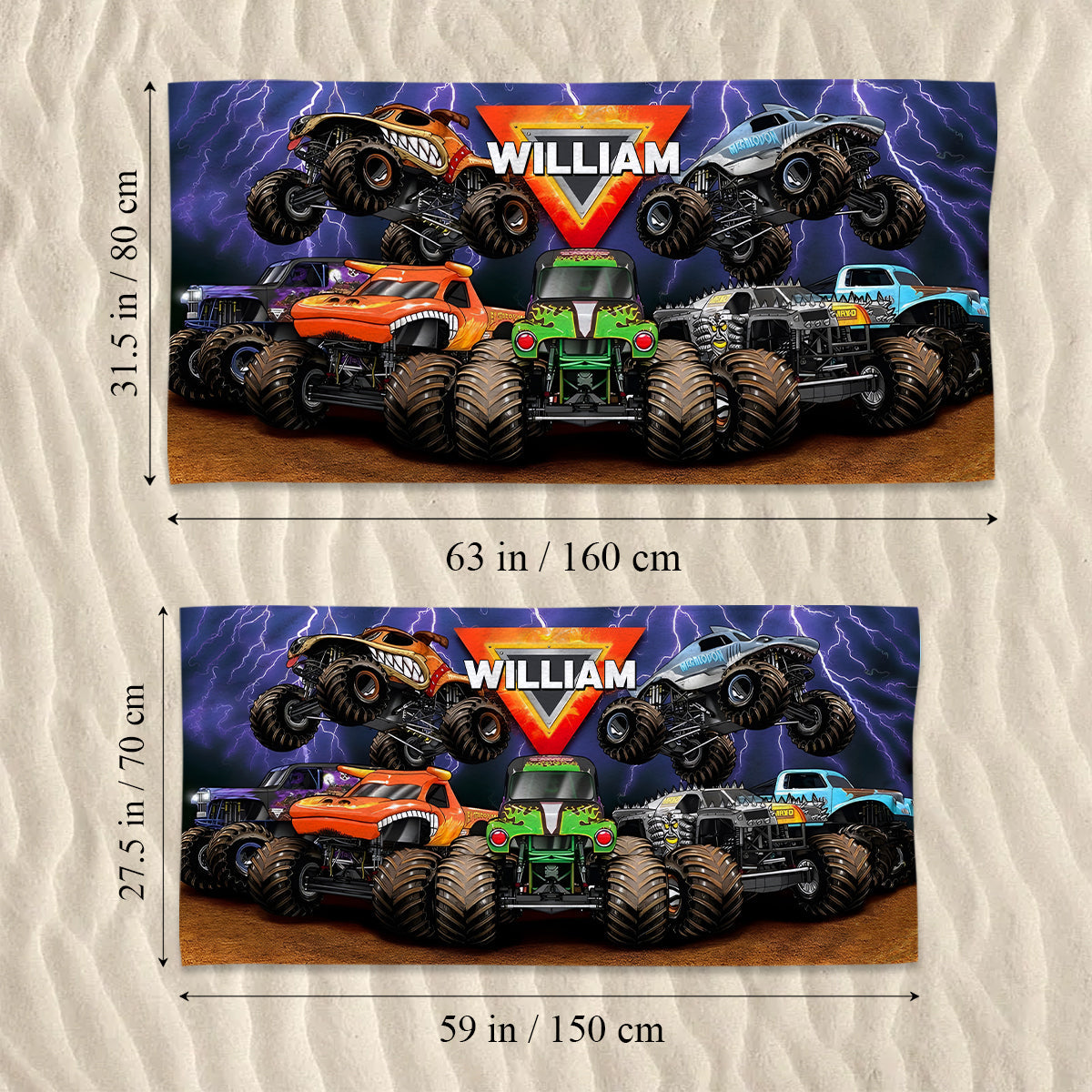 Cool Truck - Personalized Kid Quick-dry Beach Towel/ Bath Towel