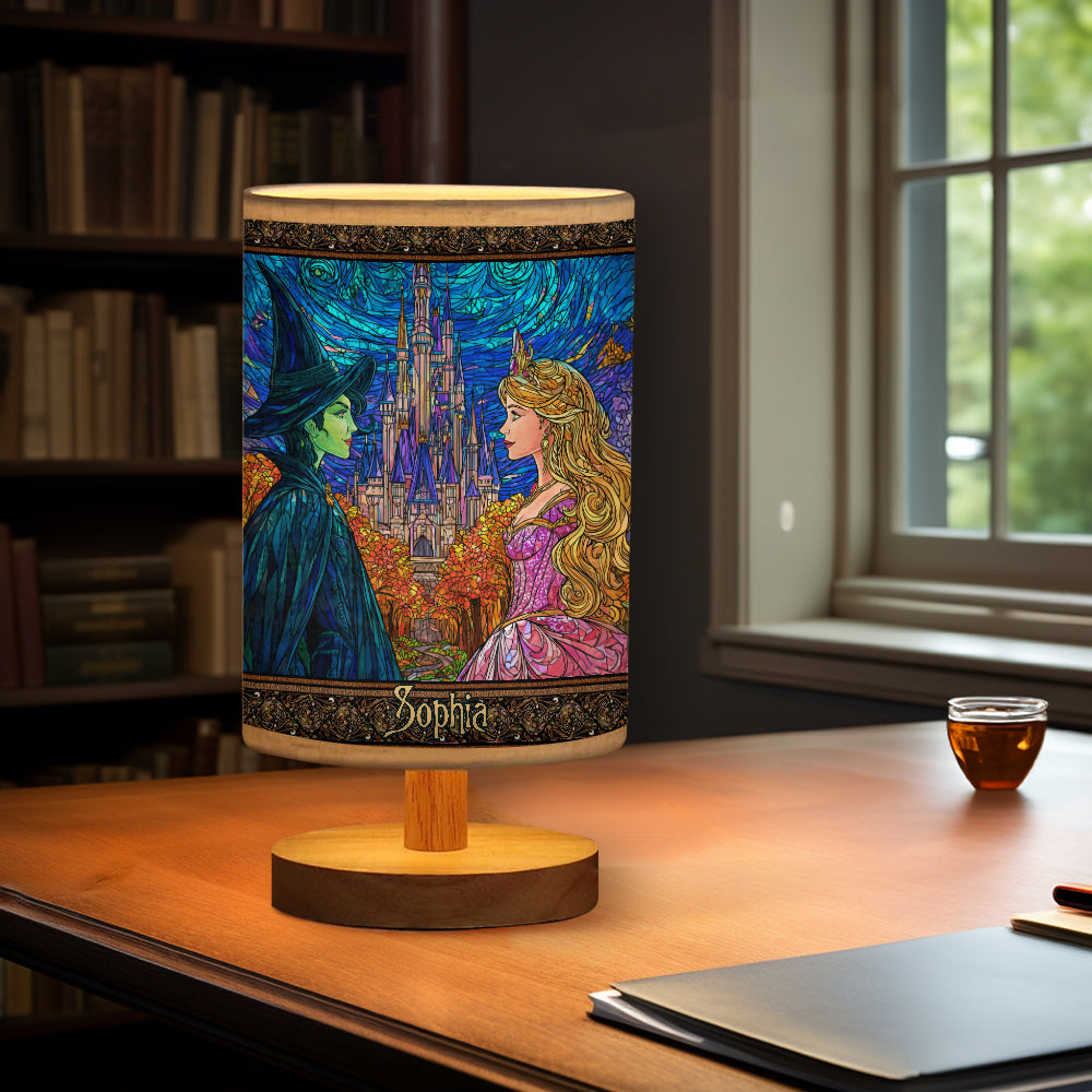 Changed For Good - Personalized Green and Pink Table Lamp With Wood Base