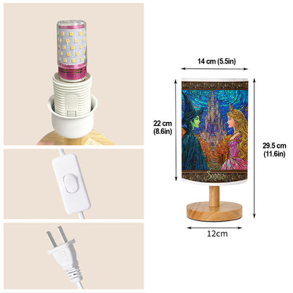 Changed For Good - Personalized Green and Pink Table Lamp With Wood Base