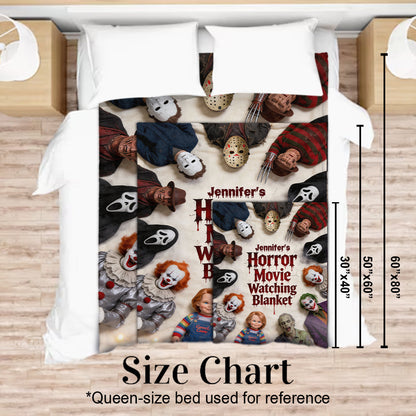 Horror Movie Watching Blanket - Personalized Horror Character Blanket
