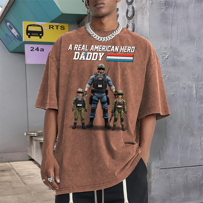 Dad You're My Hero - Personalized Father Wash T-Shirt