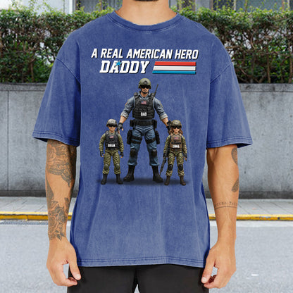 Dad You're My Hero - Personalized Father Wash T-Shirt